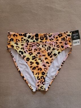 Bar III Women's Leopard Print High Waist Bikini Bottom Size Medium